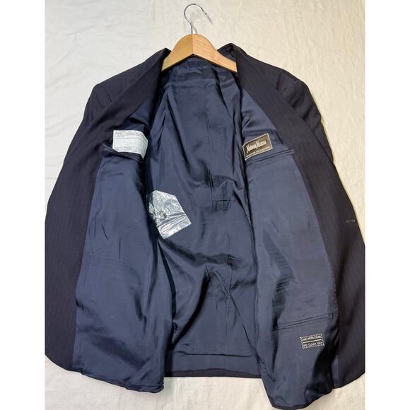 Giorgio Armani Le Collezioni Mens 41-L Navy Wool Blazer Jacket Made in Italy - Picture 10 of 14